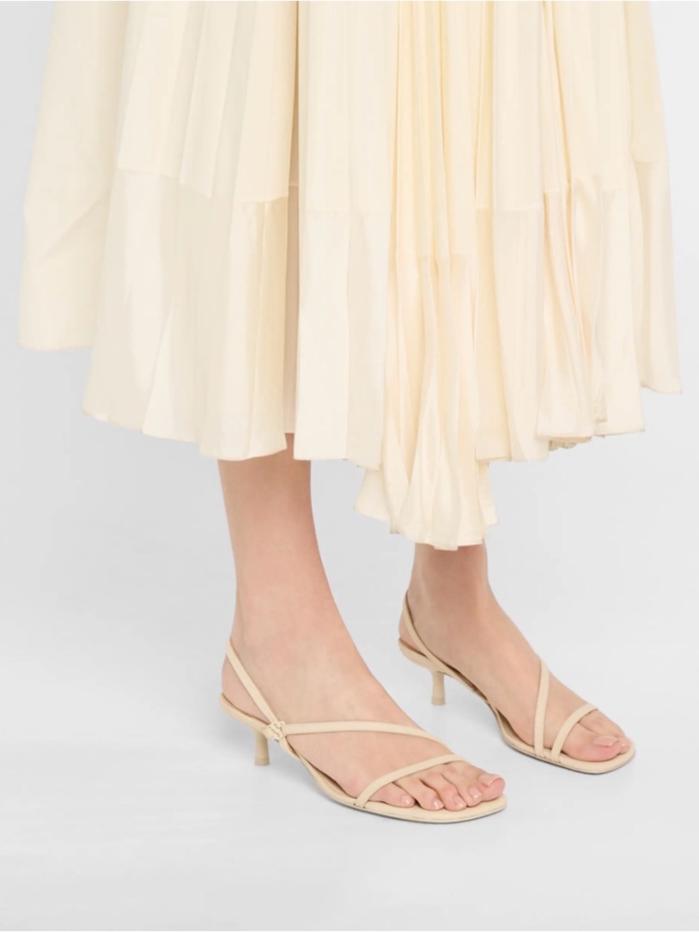 Simkai Cream Slingback Kitten Heel Sandals